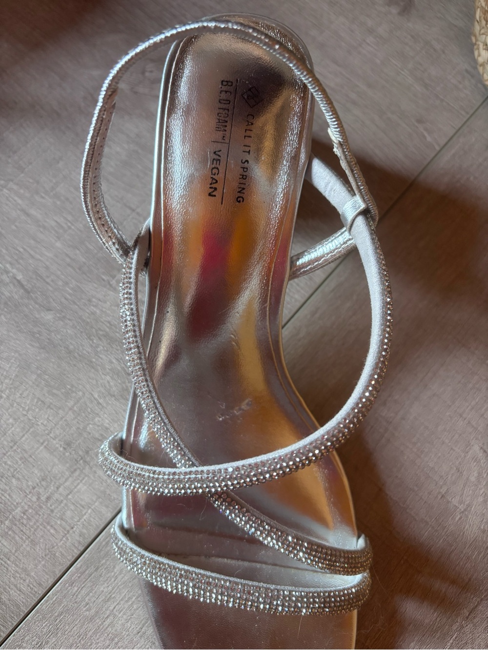 Call It Spring Silver Rhinestone Strappy Heels - Picture 3 of 7